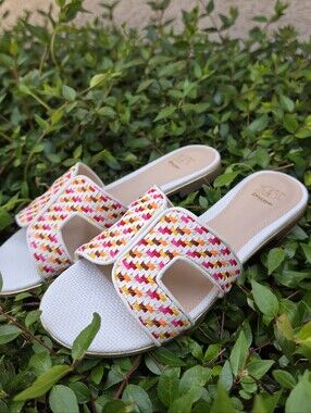 Dune London Ludlowss Braided Slide Sandals Multicolor Flat Heel Women's 8 NIB